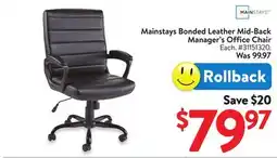 Walmart Mainstays Bonded Leather Mid-Back Manager's Office Chair offer