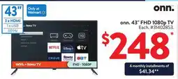 Walmart onn. 43 FHD 1080p TV offer