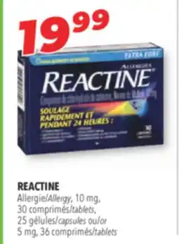 Familiprix REACTINE Allergy, 10 mg, 30 tablets, 25 capsules or 5 mg, 36 tablets offer