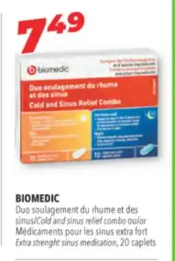 Familiprix BIOMEDIC Cold and sinus relief combo or Extra strength sinus medication, 20 caplets offer