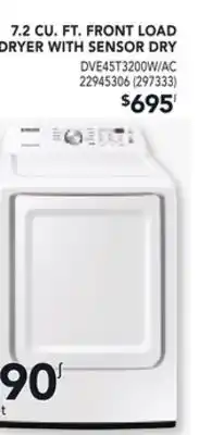 RONA SAMSUNG 7.2 CU. FT. FRONT LOAD DRYER WITH SENSOR DRY offer