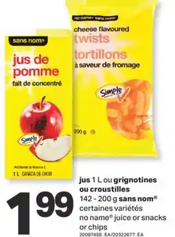 L'Intermarché JUS 1 L OU GRIGNOTINES OU CROUSTILLES 142 - 200 G offer
