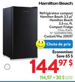 Walmart Hamilton Beach 3.3-cu. ft. Compact Fridge offer