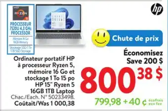 Walmart HP 15 Ryzen 5 16GB 1TB Laptop offer