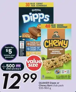 Sobeys QUAKER Dipps or Chewy Bars offer