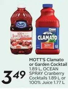 Sobeys MOTT'S Clamato or Garden Cocktail offer