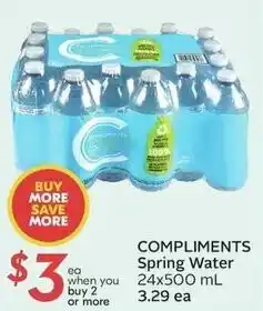 Sobeys COMPLIMENTS Spring Water offer