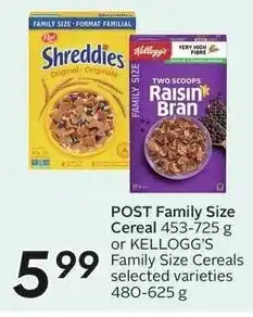 Sobeys POST Family Size Cereal offer