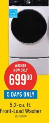 The Brick Midea 5.2 Cu. Ft. Front-Load High-Efficiency Washer - White - Stackable - MLH52N4AWW offer