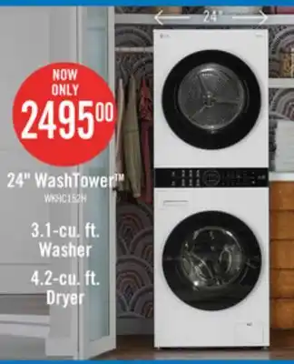 The Brick LG 3.1 Washer/4.2 Dryer Cu. Ft. Front-Load High-Efficiency Washtower - White - WKHC152HWA offer