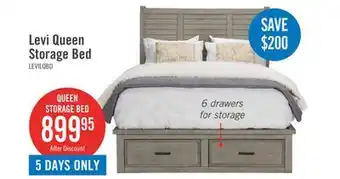 The Brick Levi Platform Storage Bed with Headboard & Frame, Wooden, Drift Grey - Queen Size offer