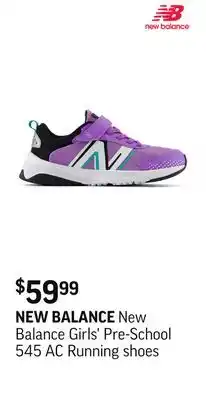 Sport Chek New Balance Girls' Pre-School 545 AC Running shoes offer