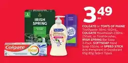 Rexall COLGATE or TOM'S OF MAINE Toothpaste 38mL-150mL, COLGATE Mouthwash 236mL-250mL or Toothbrushes, IRISH SPRING Bar Soap 3-Pack, offer
