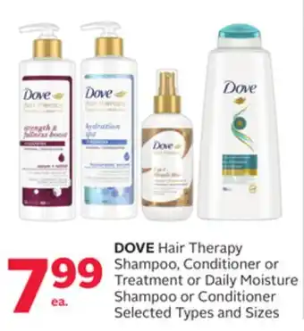 Rexall DOVE Hair Therapy Shampoo, Conditioner or Treatment or Daily Moisture Shampoo or Conditioner offer