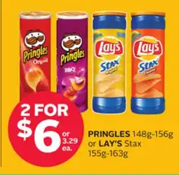 Rexall PRINGLES 148g-156g or LAY'S Stax 155g-163g offer