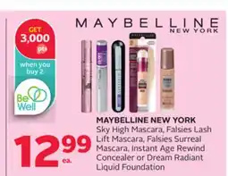 Rexall MAYBELLINE NEW YORK Sky High Mascara, Falsies Lash Lift Mascara, Falsies Surreal Mascara, Instant Age Rewind Concealer or Dre offer