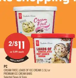Shoppers Drug Mart PC CREAM FIRST, LOADS OF ICE CREAM (1.5L) OR PREMIUM ICE CREAM BARS offer