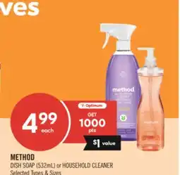 Shoppers Drug Mart METHOD DISH SOAP (532mL) or HOUSEHOLD CLEANER offer