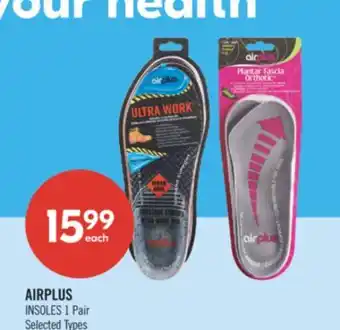 Shoppers Drug Mart AIRPLUS INSOLES 1 Pair offer