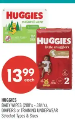 Shoppers Drug Mart HUGGIES BABY WIPES (288's - 384's) DIAPERS or TRAINING UNDERWEAR offer
