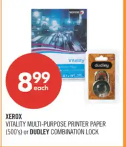 Shoppers Drug Mart XEROX VITALITY MULTI-PURPOSE PRINTER PAPER (500's) or DUDLEY COMBINATION LOCK offer