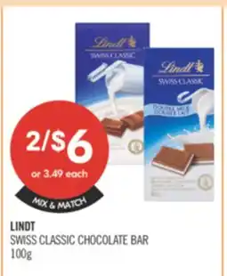 Shoppers Drug Mart LINDT SWISS CLASSIC CHOCOLATE BAR offer
