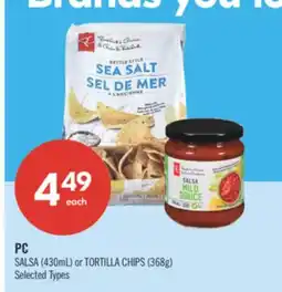 Shoppers Drug Mart PC SALSA (430mL) or TORTILLA CHIPS (368g) offer