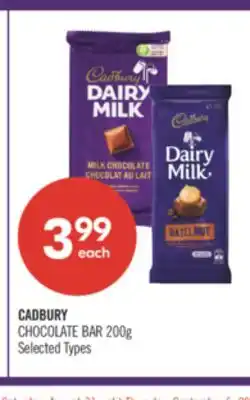Shoppers Drug Mart CADBURY CHOCOLATE BAR offer