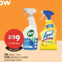 Shoppers Drug Mart VIM (700mL-1L) or LYSOL HOUSEHOLD CLEANER offer