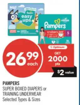 Shoppers Drug Mart PAMPERS SUPER BOXED DIAPERS or TRAINING UNDERWEAR offer