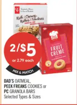 Shoppers Drug Mart DAD'S OATMEAL, PEEK FREANS COOKIES or PC GRANOLA BARS offer