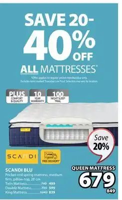 JYSK Scandi Blu Pocket-Coil spring mattress medium firm, pillow-top 28 cm offer
