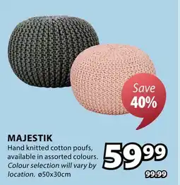 JYSK MAJESTIK Hand knitted cotton poufs offer