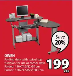 JYSK OWEN Folding desk with swivel top offer