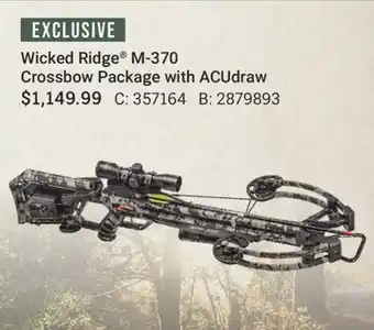 Bass Pro Wicked Ridge M-370 Crossbow Package with ACUdraw offer