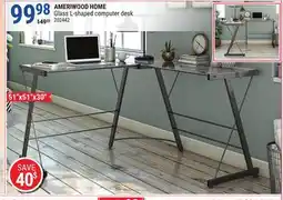 Rossy AMERIWOOD HOME Glass L-shaped computer desk offer