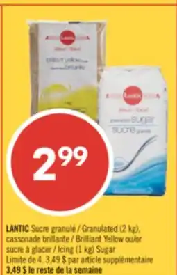 Pharmaprix LANTIC Granulated (2 kg), Brilliant Yellow or Icing (1 kg) Sugar offer