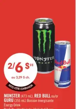 Pharmaprix MONSTER (473 mL), RED BULL or GURU (355 mL) Energy Drink offer