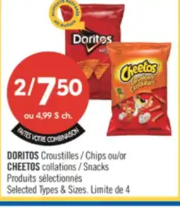 Pharmaprix DORITOS Chips or CHEETOS Snacks offer