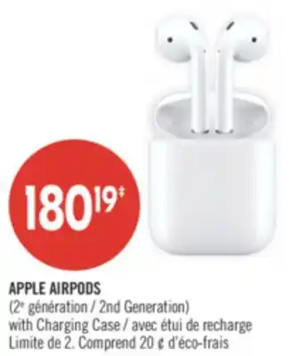 Pharmaprix APPLE AIRPODS (2nd Generation) with Charging Case recharge offer