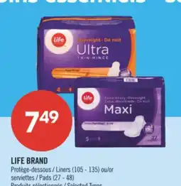 Pharmaprix LIFE BRAND Liners (105 - 135) or Pads (27 - 48) offer