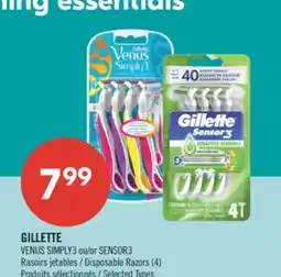 Pharmaprix GILLETTE VENUS SIMPLY3 or SENSOR3 Disposable Razors (4) offer