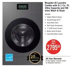 The Brick Samsung Bespoke 6.1 Cu. Ft. All-in-One AI Laundry Combo Washer/Dryer - WD53DBA900HZA1 offer