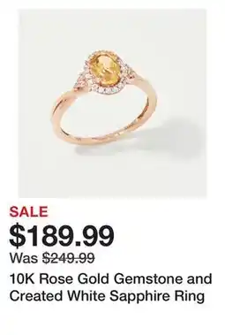 TSC Stores 10K Rose Gold Gemstone and Created White Sapphire Ring offer