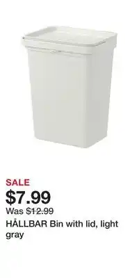 IKEA HÅLLBAR Bin with lid, light gray offer