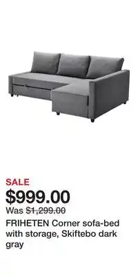 IKEA FRIHETEN Corner sofa-bed with storage, Skiftebo dark gray offer