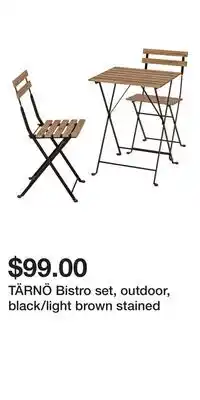 IKEA TÄRNÖ Bistro set, outdoor, black/light brown stained offer