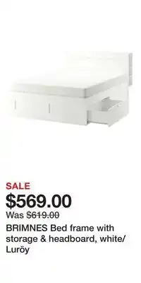 IKEA BRIMNES Bed frame with storage & headboard, white/Luröy offer