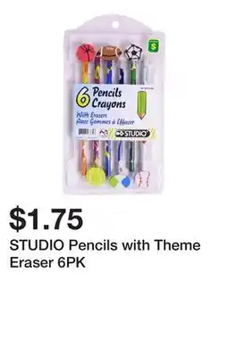 Dollarama STUDIO Pencils with Theme Eraser 6PK offer
