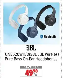 2001 Audio Video JBL Wireless Pure Bass On-Ear Headphones offer